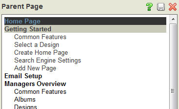 Parent Page selection illustration Parent Page selection illustration