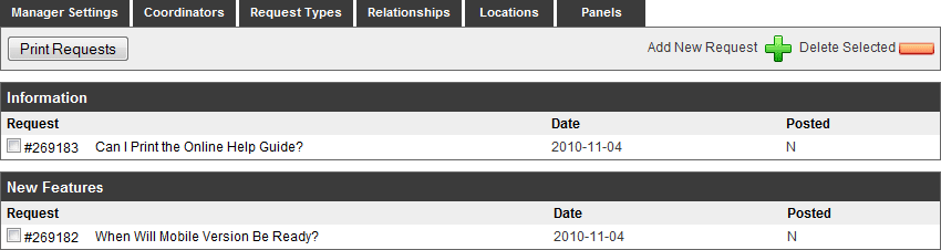 Requests Listing Requests Listing